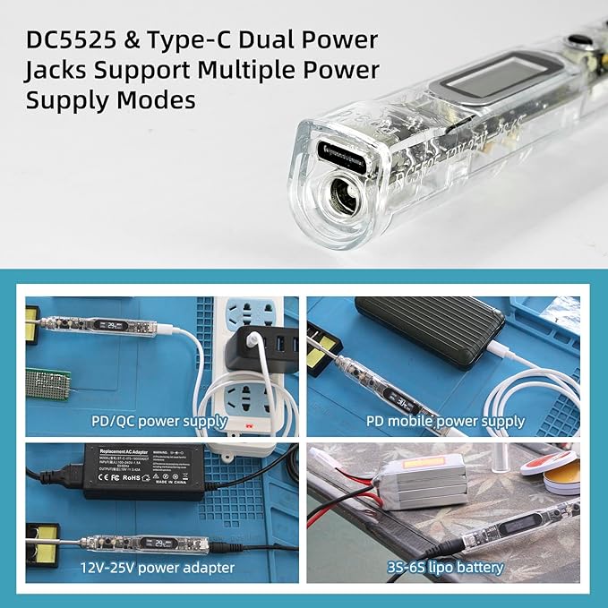 SEQURE SI012 Soldering Iron Kit, 68W Portable Soldering Iron Electric, Fast Heating, DC+PD Power Input, Digital OLED Display, Constant Temperature, Auto Sleep Welding Tool, TS-B2 Soldering Tip, XT60