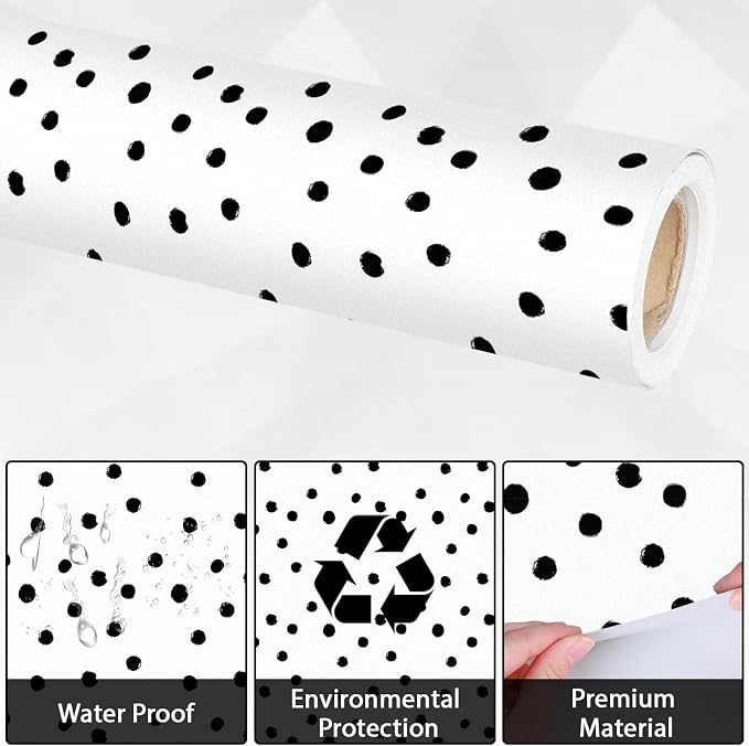 Qyeahkj Black Dot Bulletin Board Paper Roll Black Polka Dot Bulletin Board