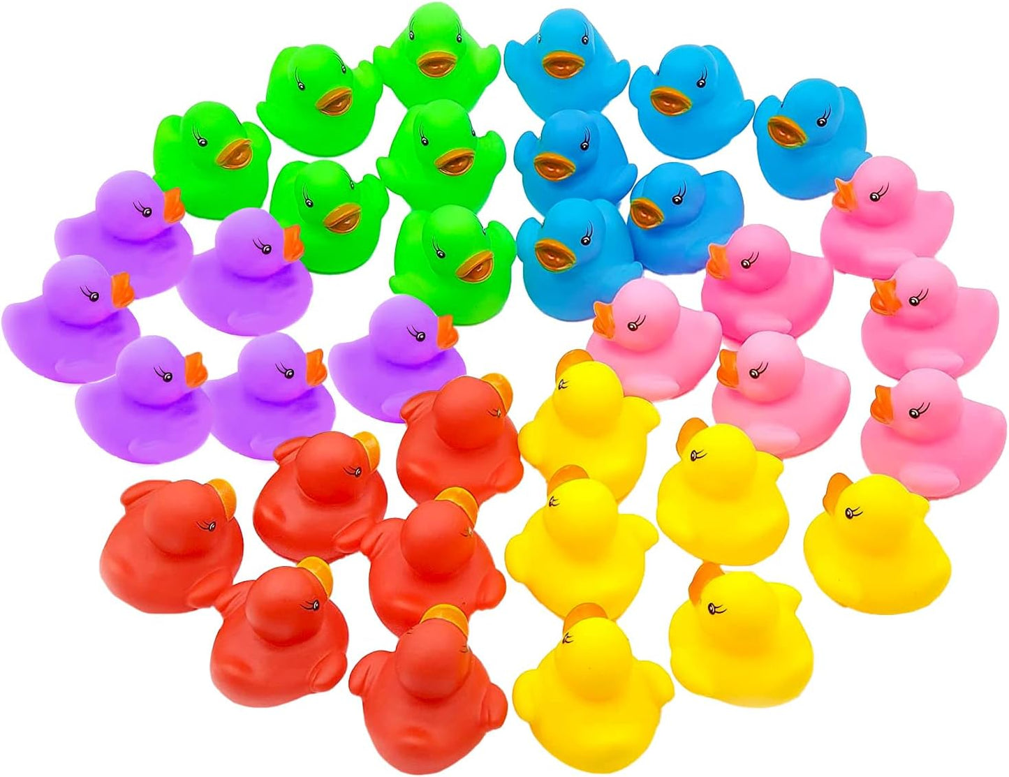 The Dreidel Company Classic Rubber Duck Toy Duckies for Kids, Six Solid Colors, Bath Birthday Gifts Baby Showers Classroom Summer Beach and Pool Activity, 2" (50-Pack)