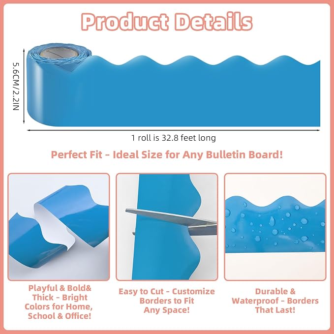 6 Rolls 196.8 Ft Bulletin Board Borders