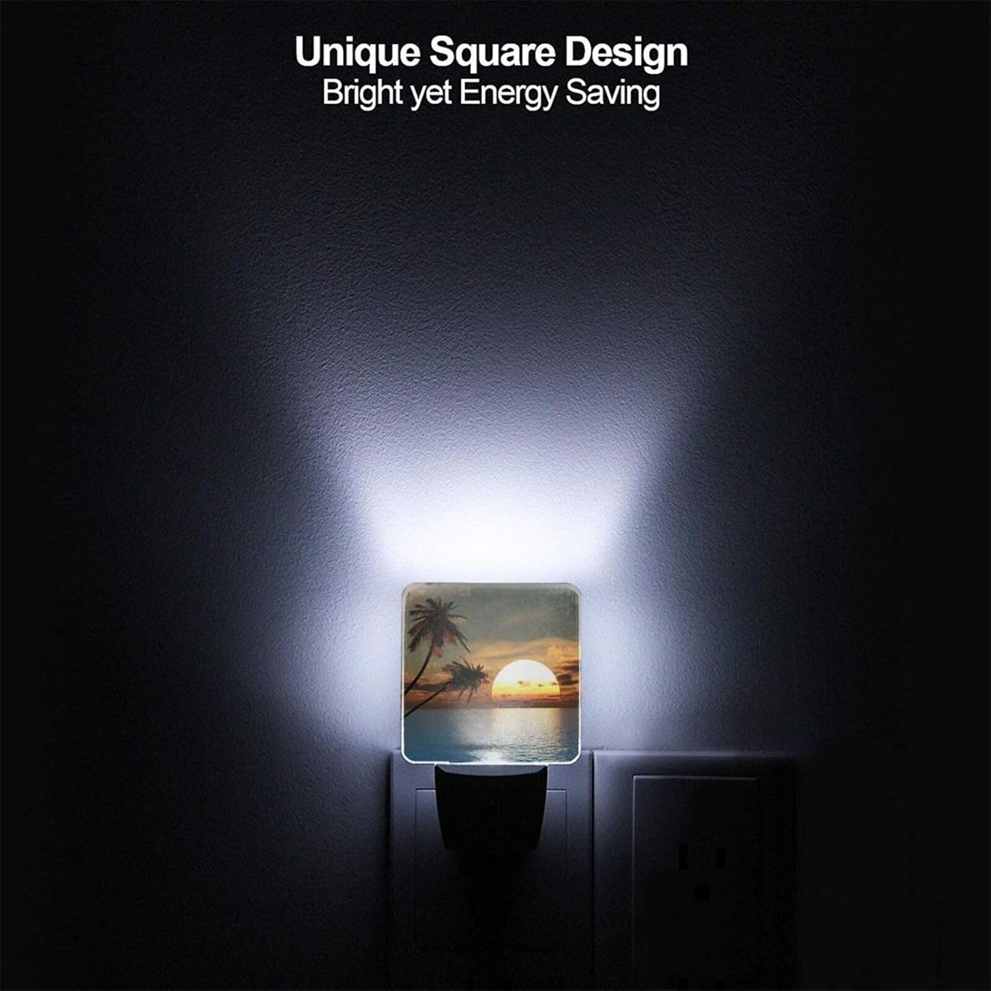 Led Night Light, Sunset Palm Decorative Plug in Nightlights,with Smart Auto Dusk to Dawn Night Light for Bedroom, Kitchen, Nursery, Bathroom