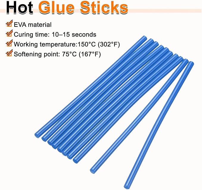 HARFINGTON 10pcs Hot Glue Sticks 0.28" Dia x 11.81" Long EVA Mini Hot Melt