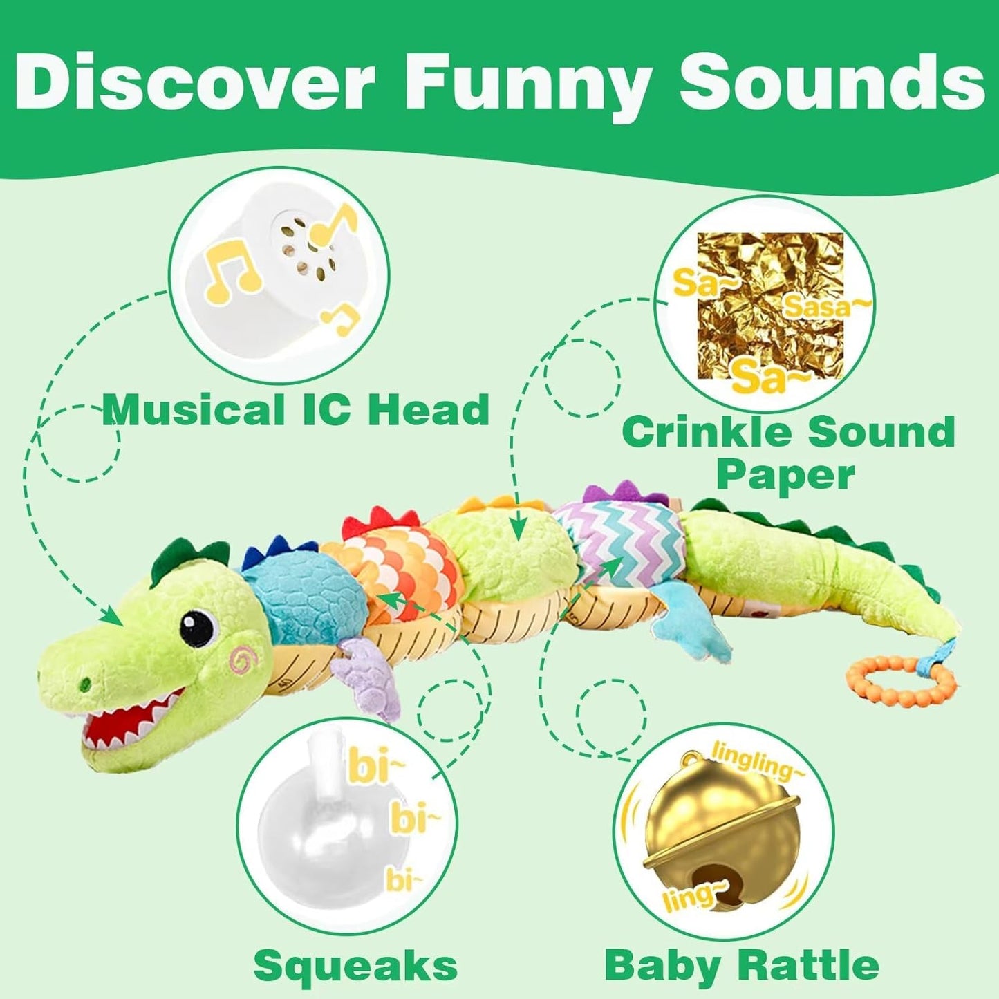 Pau1Hami1ton Baby Toys 3-6-12 Months Musical Plush Caterpillar Toy,Newborn Toys with Crinkle and Rattles,Baby Sensory Toys,Newborn Boy Girl Gifts.