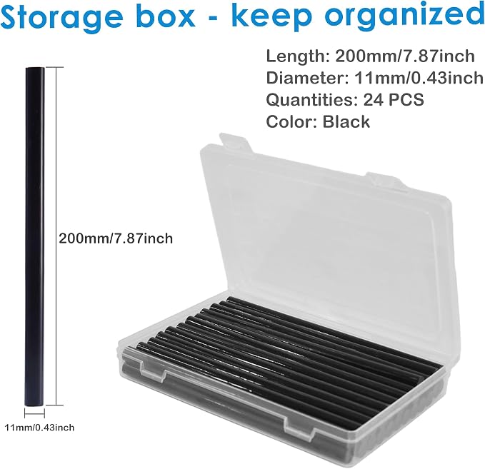 Hot Glue Gun Sticks: Black Full Size 0.43" X 7.9"