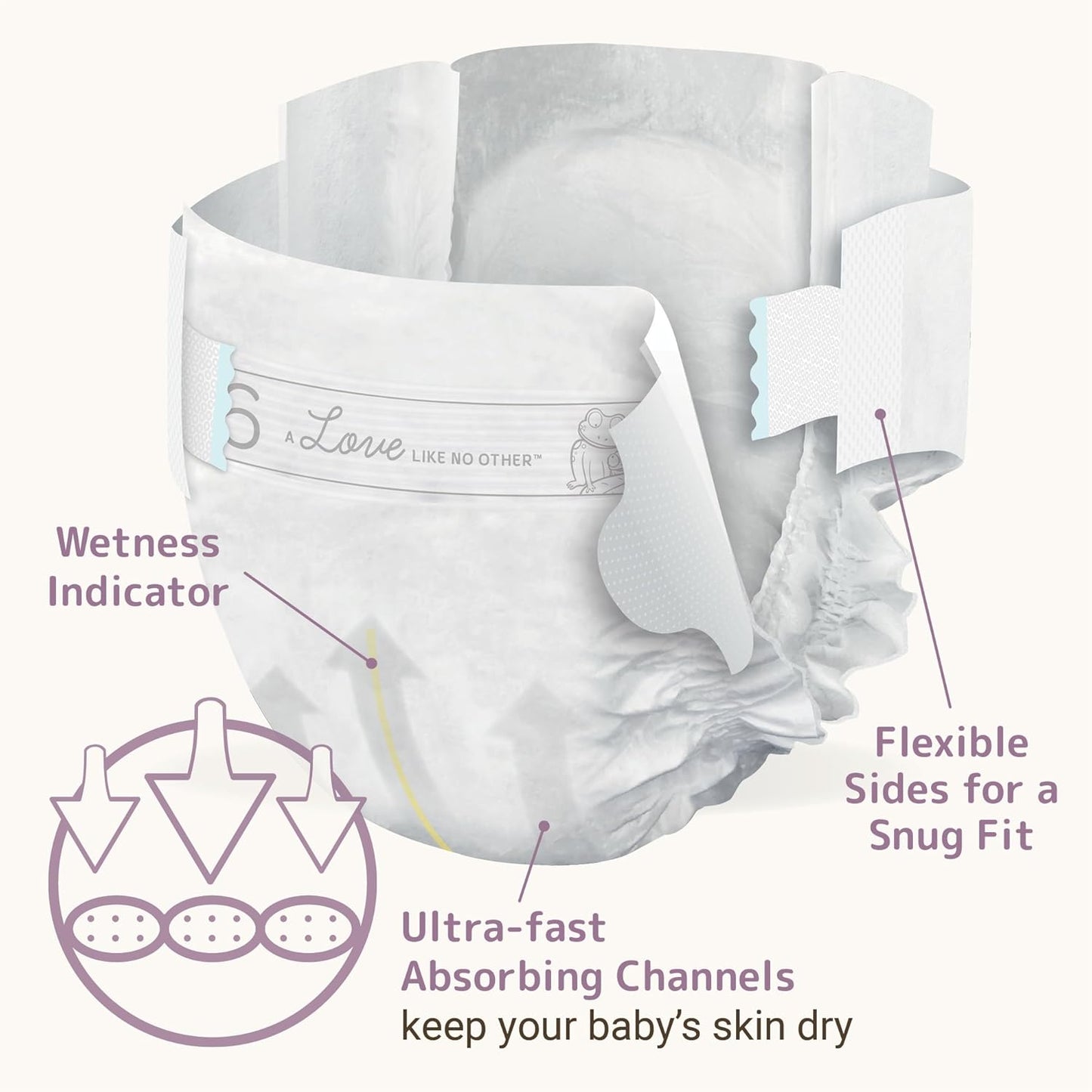 Bambo Nature Hypoallergenic Baby Diapers, Eco-Labelled Sustainable Diapers, Enhanced Leakage Protection, Totally Chlorine-free, Skin Friendly, and Super Absorbent - Size 6 (144 Count)
