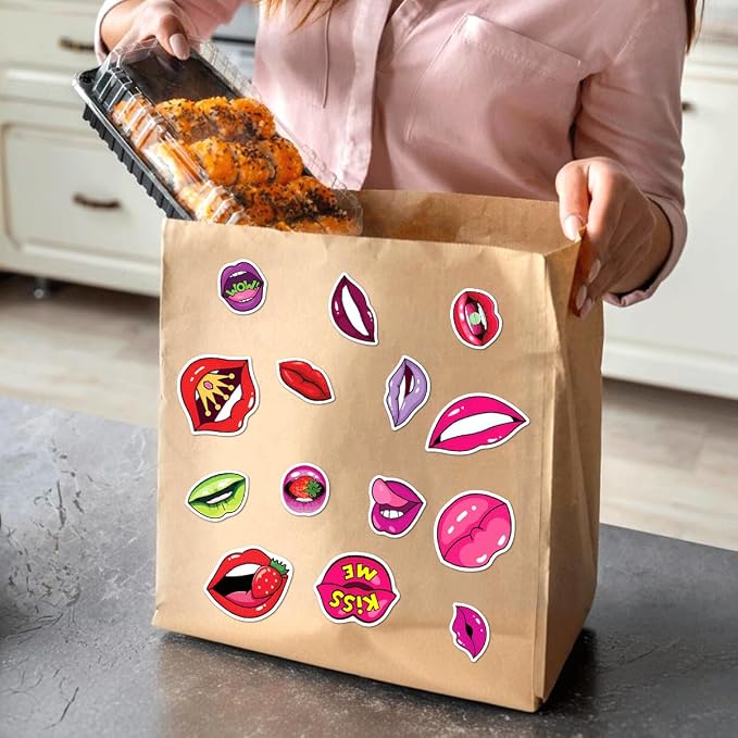 Colorful Art Lips Mouth Expressions Vinyl Stickers Pack 50pcs