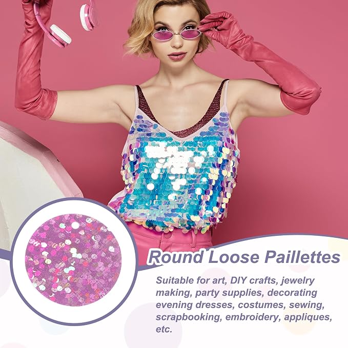 MECCANIXITY 700 Pcs Flat Round Sequins 15mm/0.6 Inch Loose Paillettes Craft