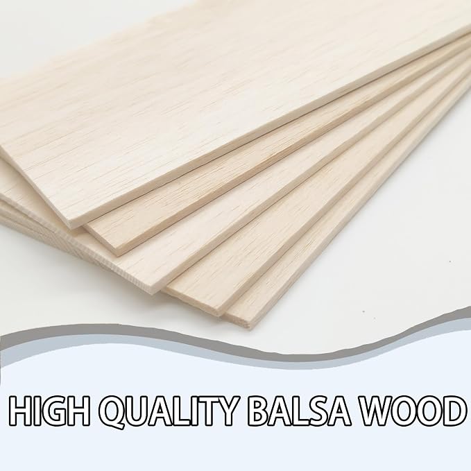 Balsa Wood Sheet 1/8" Inch Thick 12" x 4" Wooden Board