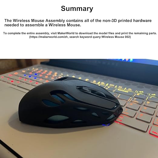 for Bambu Lab Original Makerworld MH002 3D Printed Wireless Mouse Model Components DIY Creative Models-Compatible with Bambulab P1P/P1S,A1/A1 Mini,X1/X1C/X1E