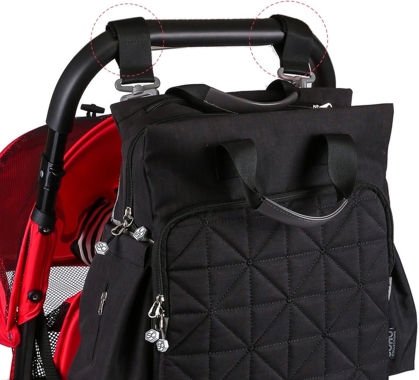 SoHo Kenneth Diaper Backpack 6Pc Set Tote Bag, Black