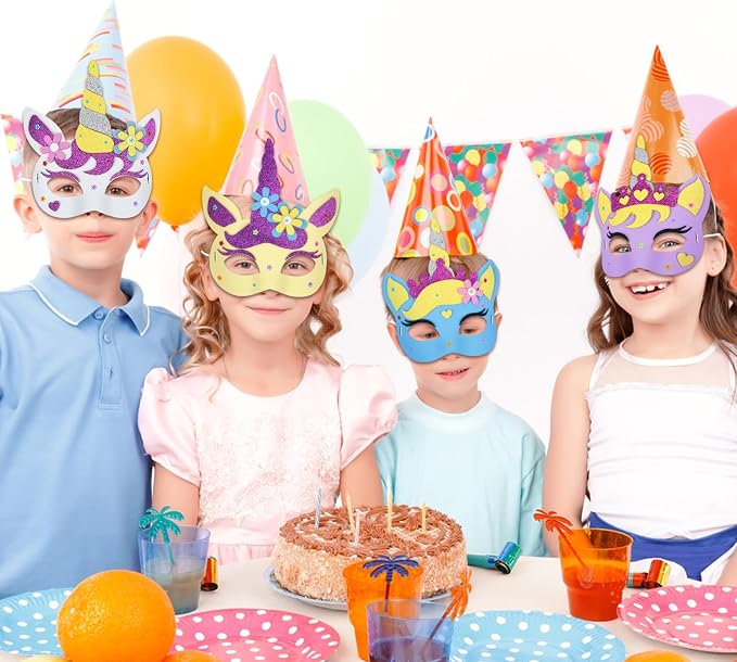 Fennoral 6 Pack Unicorns Masks Craft