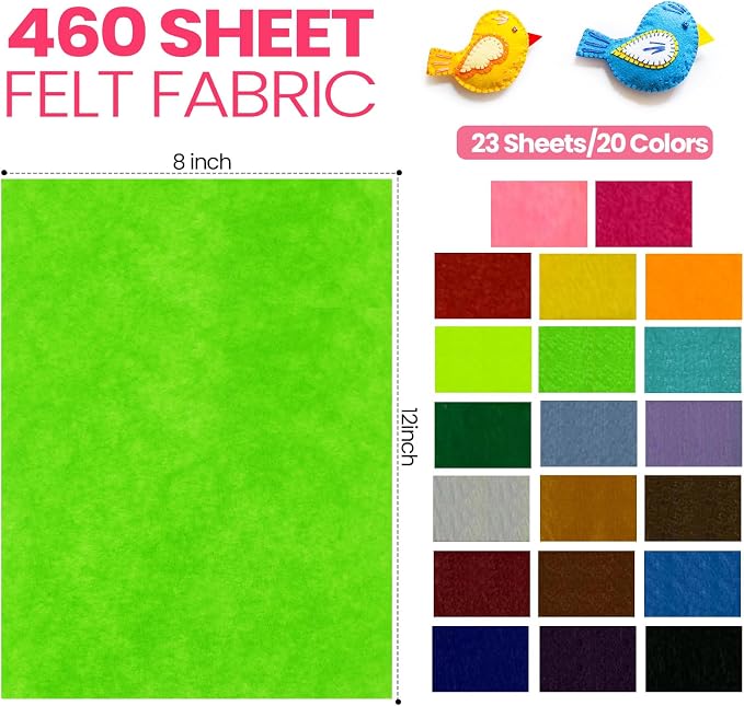 Moukeren 460 Pcs 12 x 8 Inch Felt Sheets Bulk