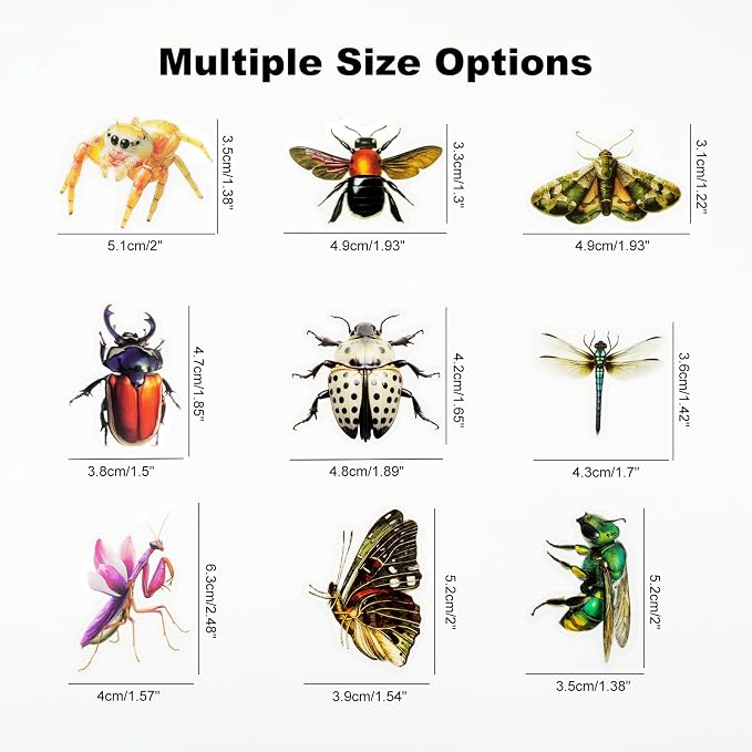 100PCS Insect Specimen PET Stickers – Bug-Themed Waterproof Decals Featuring