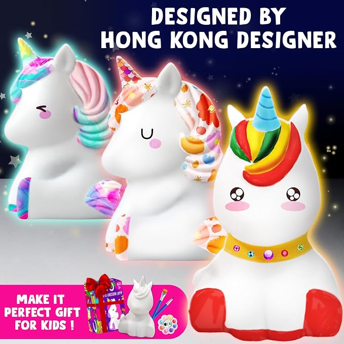 Goodyking Paint Your Own Unicorn Lamp Art Kit, DIY Night Light, Arts & Crafts