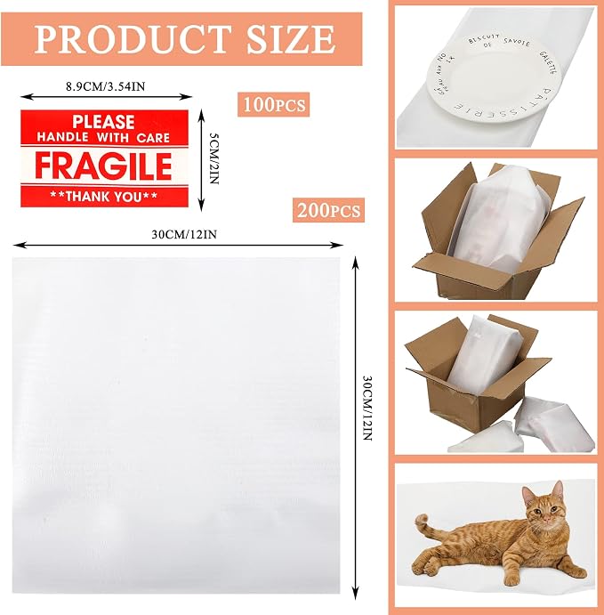 200 Pack 12 x 12 Inches Foam Sheets Cushioning Foam Sheets