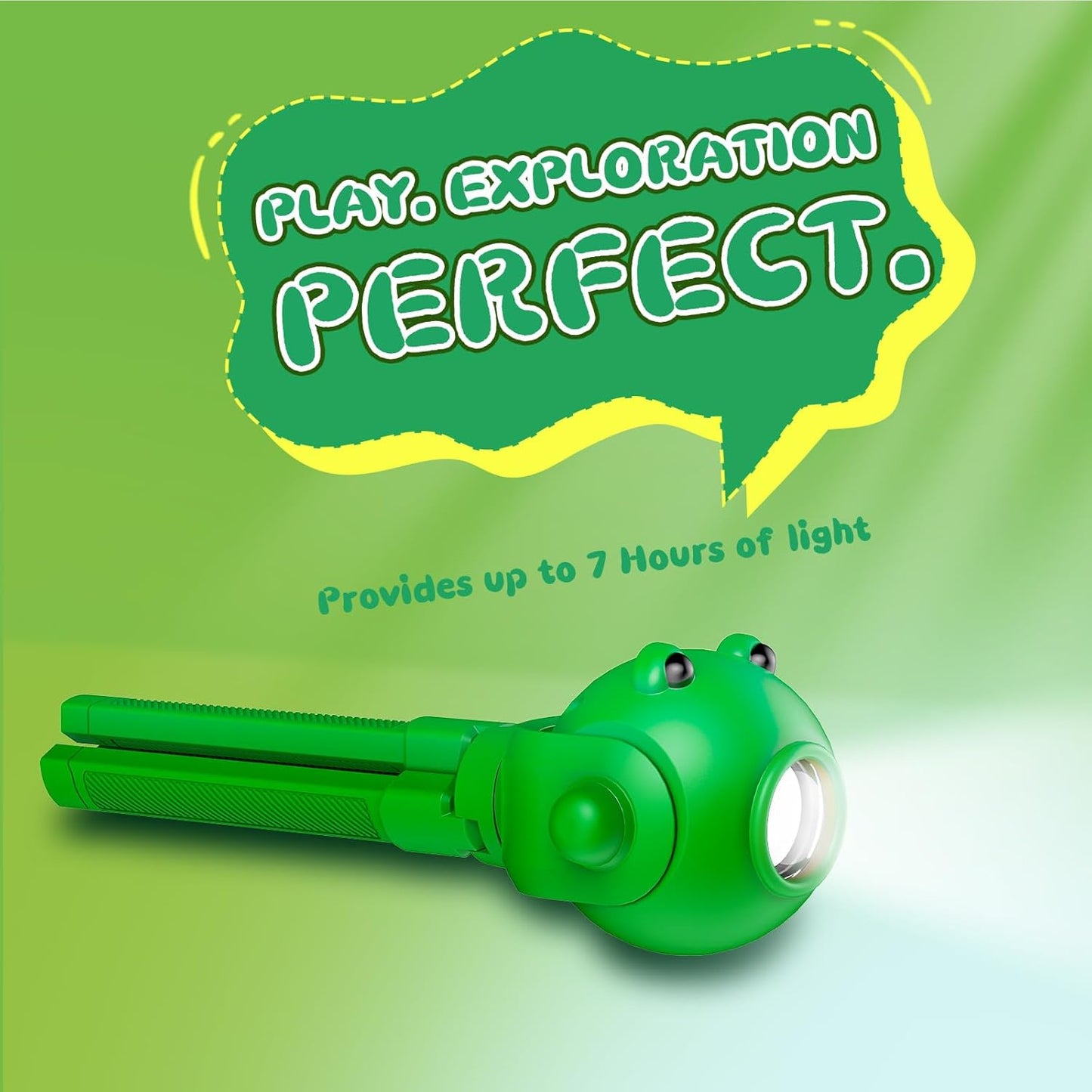 TOLYS Frog Kids Flashlight – Rechargeable LED Torch with 8 Color Modes, USB-C, Fun Flashlight for Boys & Girls, Perfect for Parties, Camping & Outdoor Adventures