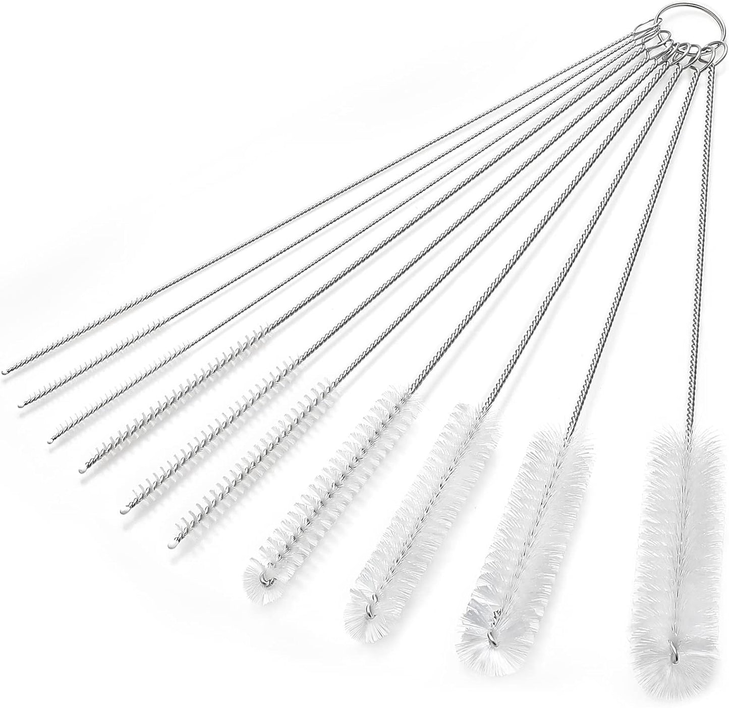 CiaraQ Bottle Cleaning Brushes, 9.8 Inch Nylon Tube Brush Set, Cleaner for Narrow Neck Bottles Cups with Hook, Set of 10pcs