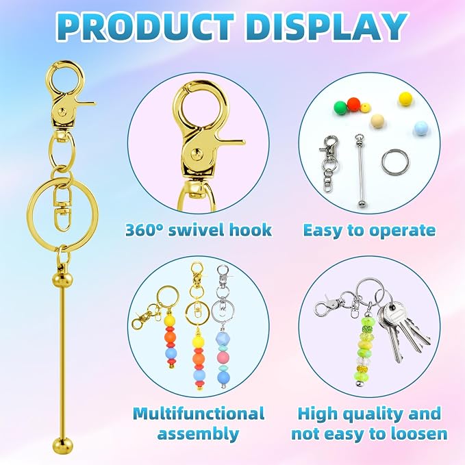 40 Pcs Beadable Keychains Bulk Kit – DIY Keychain Making Supplies