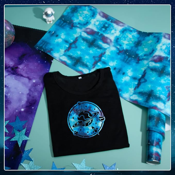 Tintnut Sky Blue Galaxy Glow in the Dark HTV Vinyl, stretch washable, suitable