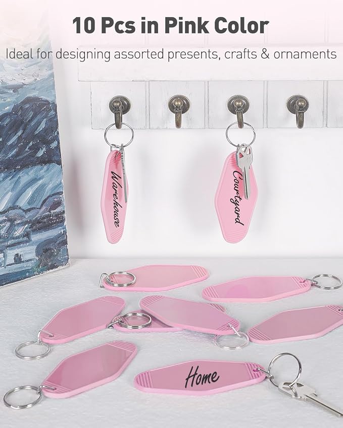 Uniclife 10 Pcs Blank Hotel Keychain Tags, Vintage Motel Keychain