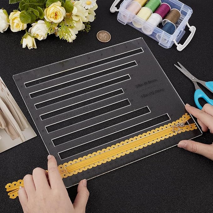MAYJOYDIY Acrylic Zipper Quilting Template 4 Sizes Zipper Pocket Template