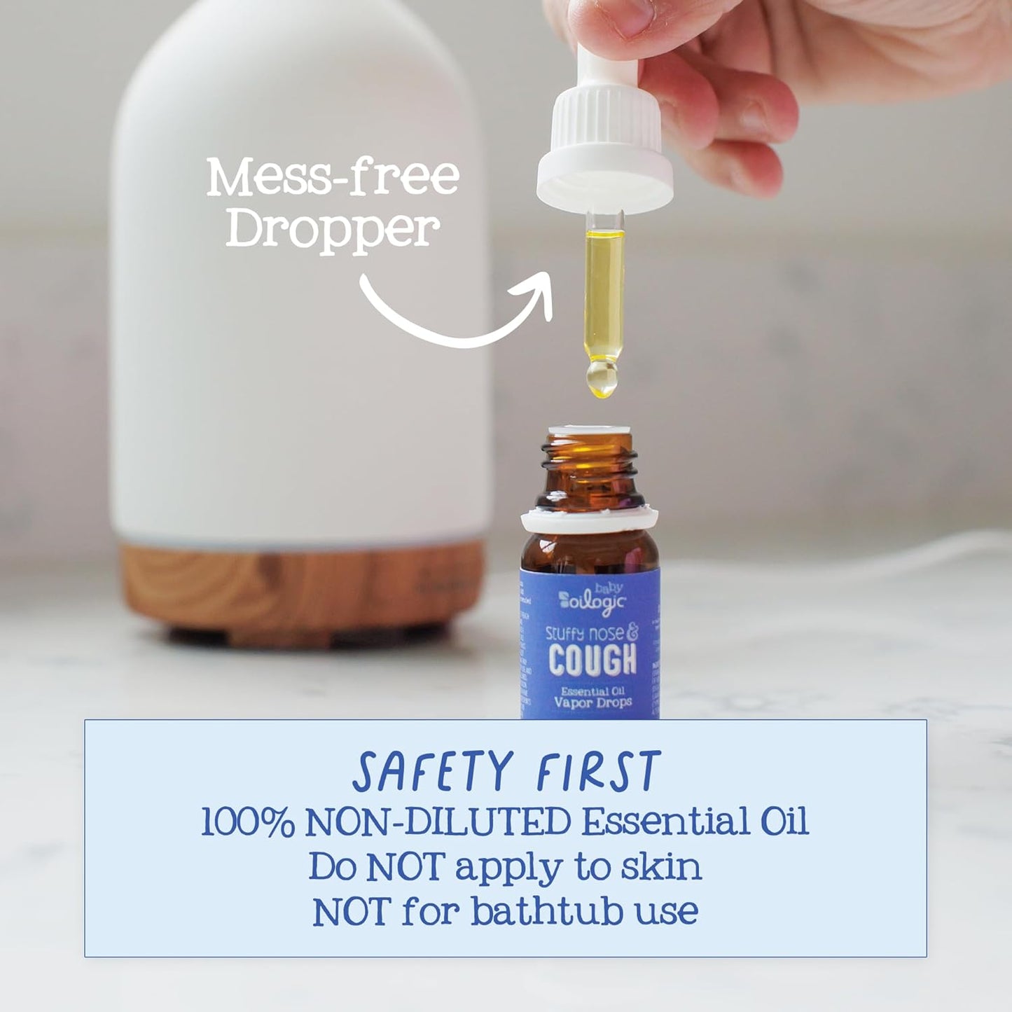 Oilogic Baby Essential Oil Vapor Drops for Diffuse & Humidifier, 2-Pack Set with Stuffy Nose & Cough + Slumber & Sleep - Baby Aromatherapy Oil is Safe for Babies, Kids & Toddlers