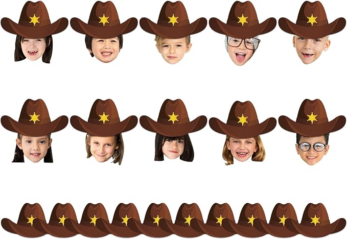 gisgfim 80Pcs Western Cutouts Wild West Cowboy Cowgirl Hat Decorations Bulletin