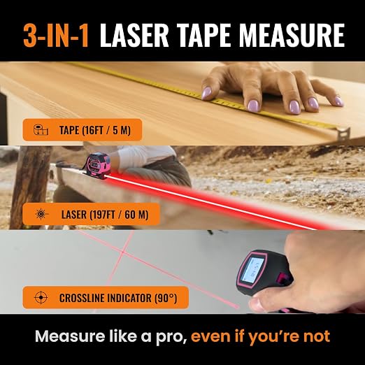 The Almighty Ruler Laser Tape Measure | Laser Distance Measurer, Heavy-Duty Tool