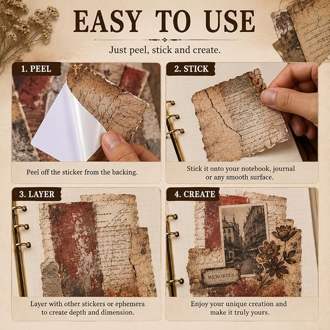Vintage Scrapbook Paper Stickers
