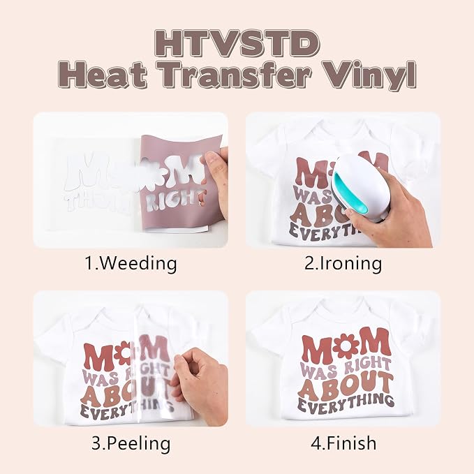 HTVSTD Brown Stone Boho HTV Heat Transfer Vinyl 8pcs 12×10in | Vivid Color Iron