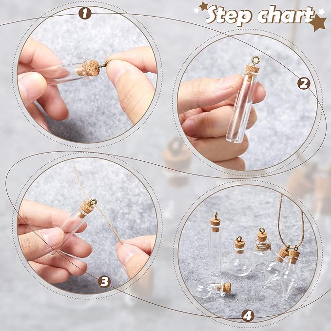 Geiserailie 50 Pieces Small Tiny Glass Spell Jars Bottle