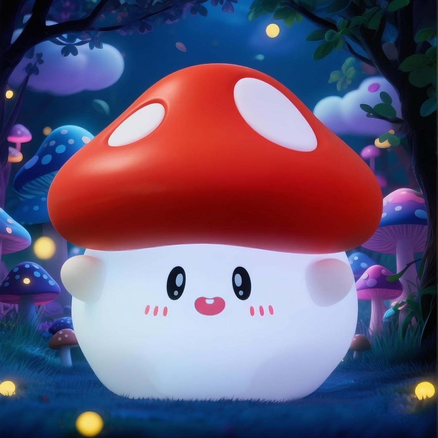 Mushroom Night Light with Squishy Soft Silicone, RGB Flashing Color, Dimmable Rechargeable Portable Touch Mushroom Gifts Decor for Girls Boys