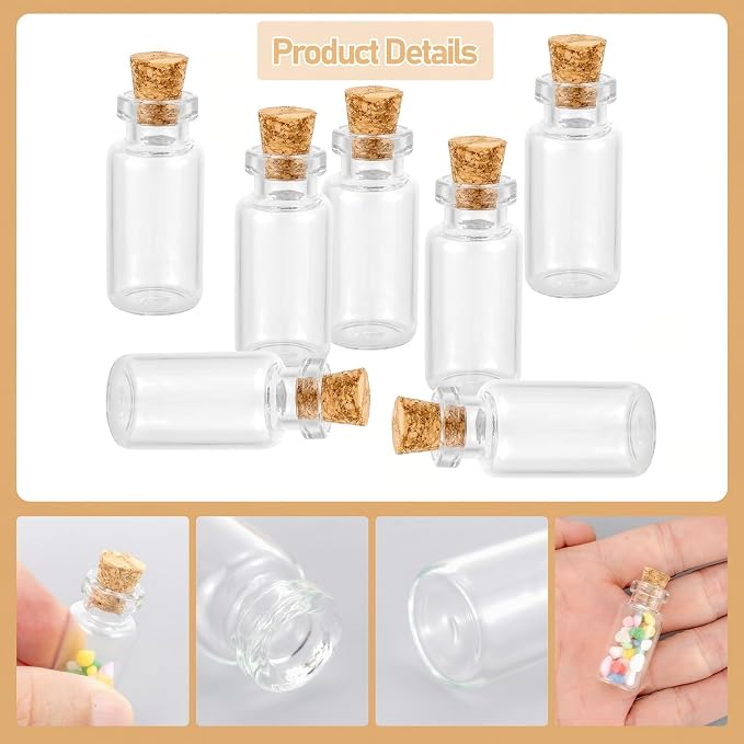 Ellbest 25Pack 3ml Mini Clear Glass Bottles