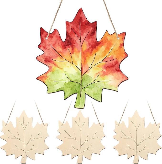 Unfinished Fall Wreaths Wood Crafts to Paint Set of 3, Unfinished Wood Cutouts