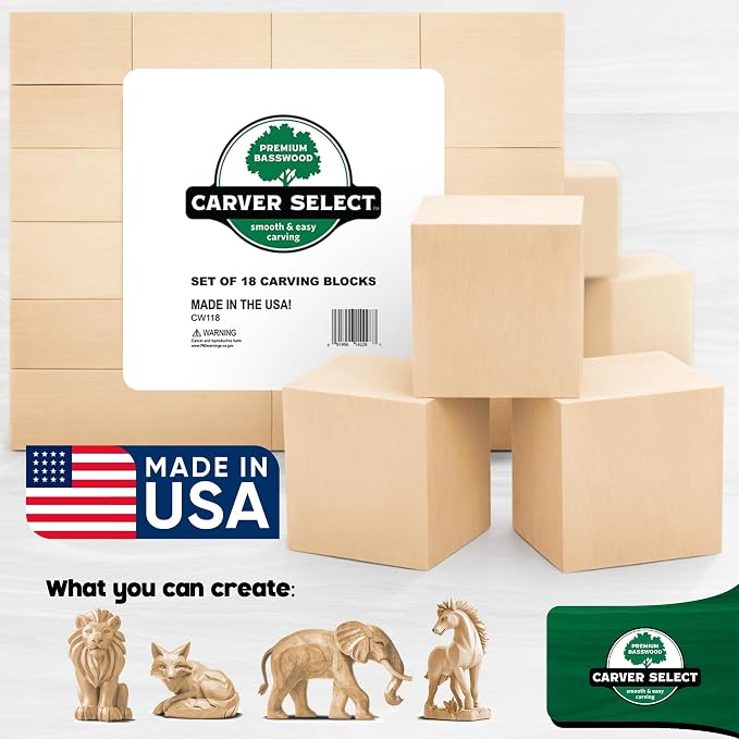 Basswood Carving Blocks Set of 18 – Wood Carving Kit