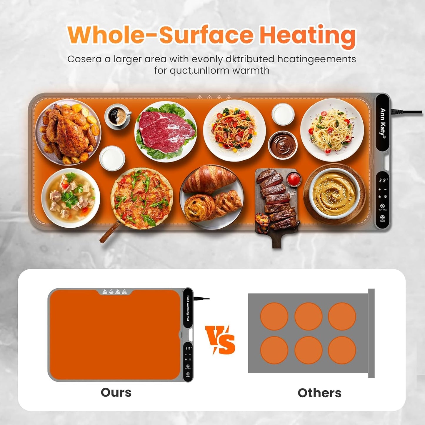 Food Warming Mat for Food XXXL 39"x15" 550W,Portable Electric Warming Tray for Buffets Party Chafing Dishes,Fast Full-Surface Heating Pads with 7 Level Temp 8 Hour Timer&Child Safety Lock