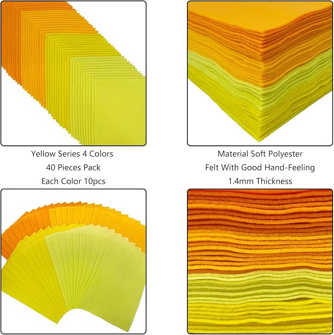 Jtnohx Soft Felt Sheets, 8x12 inches Assorted Craft Felt Fabric, 1.4mm Thick