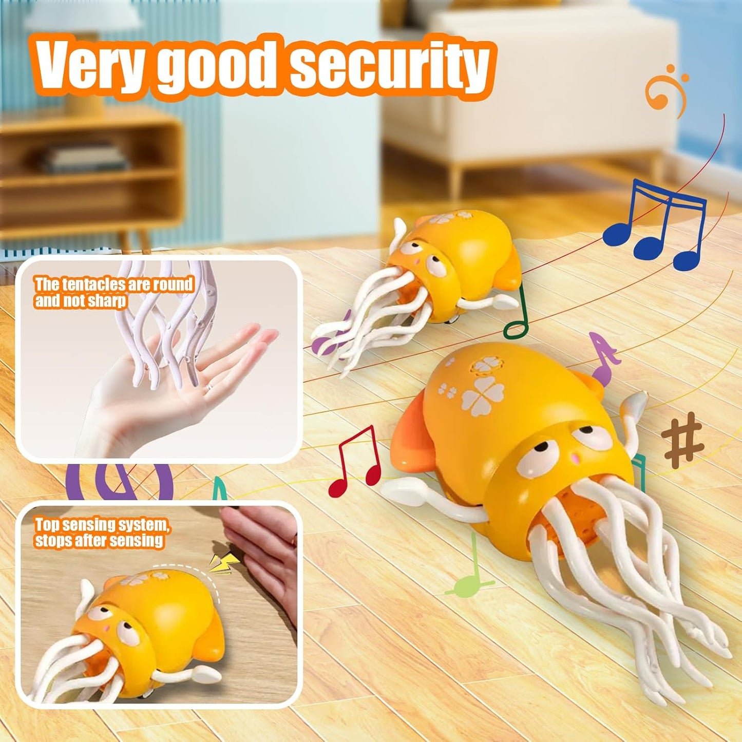 Dancing Octopus Toy Magic Electric Playful Tummy Time Toy, Auto Evasion Crawling Dancing Octopus with Fishing Rod for Baby Toddlers for 3 4 5 6 Year Old Kids Boy Girl Birthday Gifts (Pink)