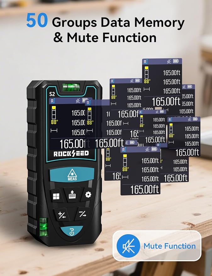 Laser Measuring Tool 165ft, RockSeed S2C Red Beam Laser Measure