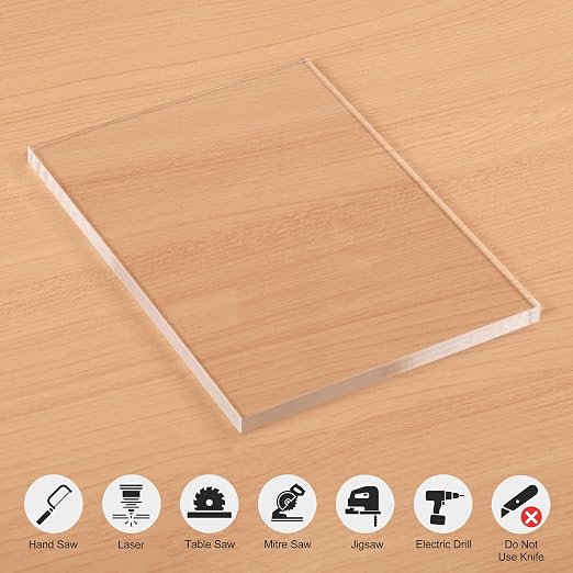 KAITELA Clear Acrylic Sheet 3/8" Thick Cast Plexiglass Piece 12" x 16" | 10mm