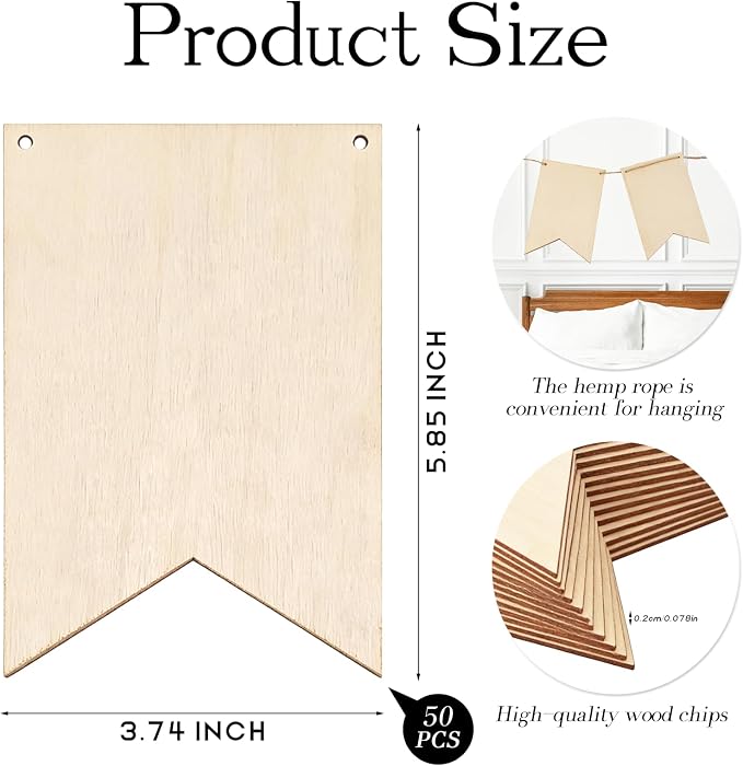 50 Pack Unfinished Blank Wood Signs Wooden Blocks