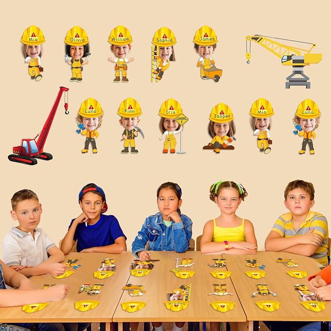 60pcs Construct Theme Cutouts Construction Helmet Bulletin Board Decorations