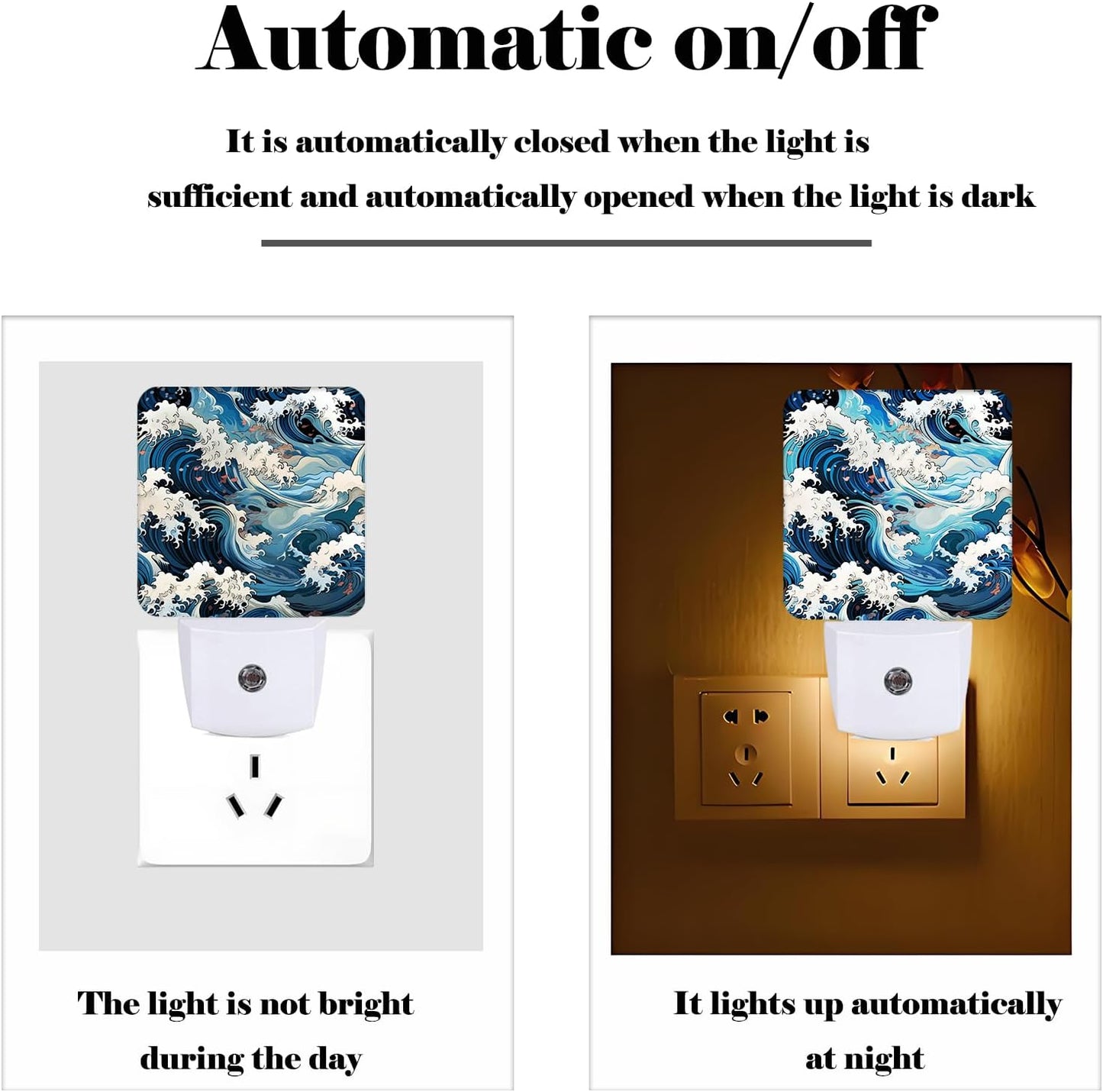 Movement of Waves Night Light,Plug-in Night Lights with Dusk to Dawn Sensor for Stairway,Hallway,Bedroom Sleep Friendly Ideal for Women/Girls/Boys Gift,0.5w