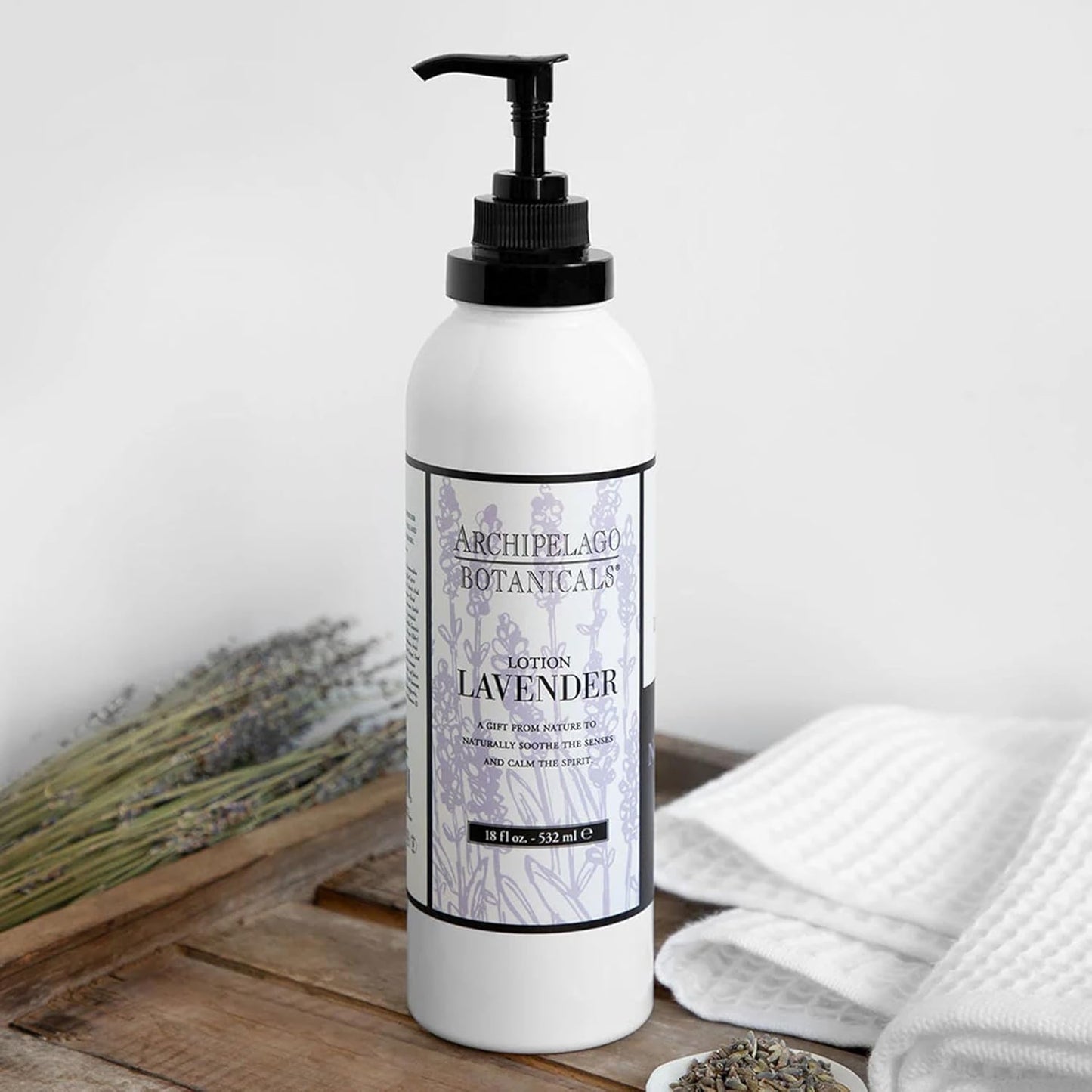 Archipelago Botanicals Lavender Lotion, Luxurious and Hydrating Lotion for Soft and Nourished Skin, Scented Body Lotion Free from Parabens, Phthalates and GMOs (18 oz)