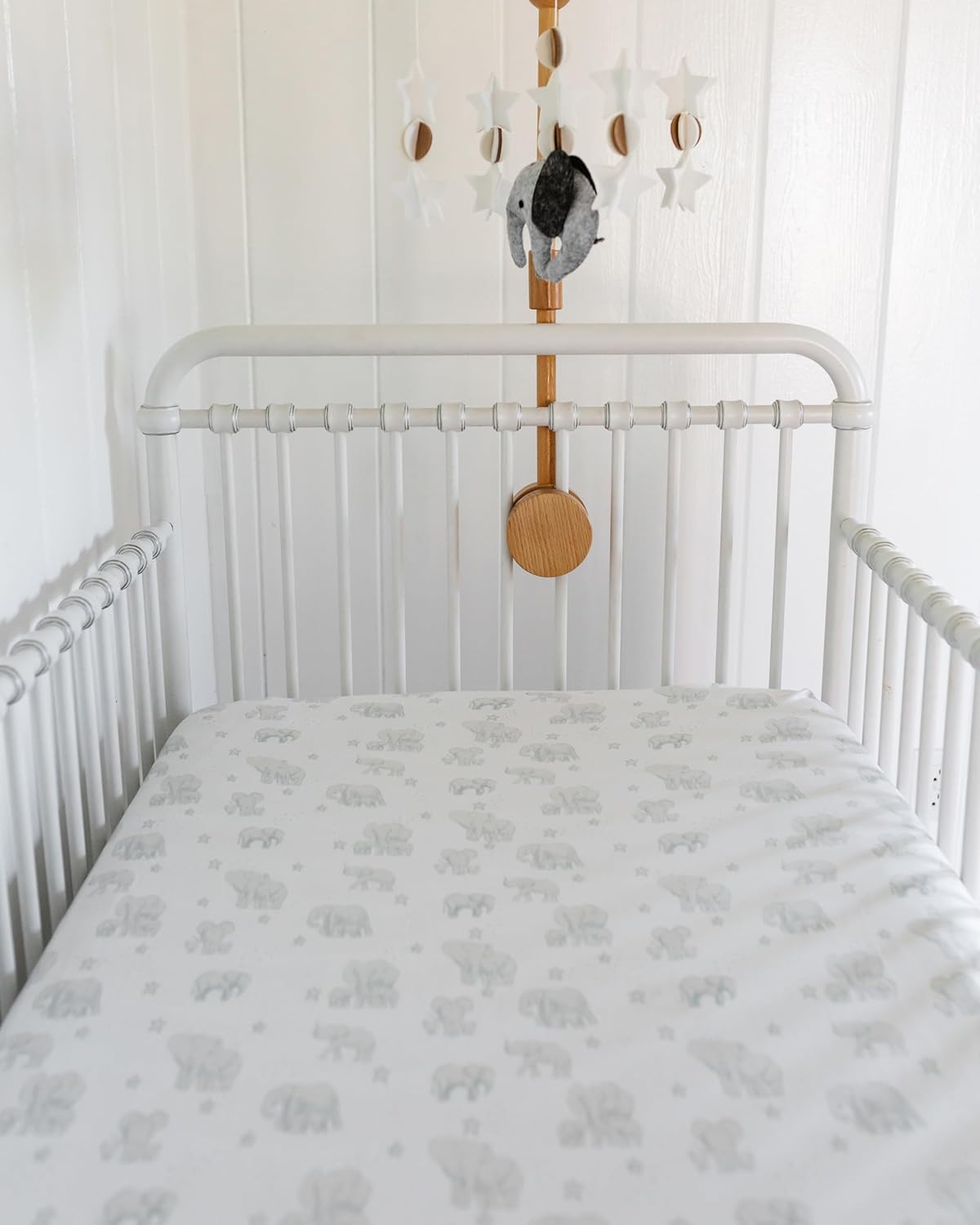 Crib Sheets Neutral - Fitted Baby Crib Sheets Bed for Girl Boy - 2 Pack Standard & Toddler Mattress (Watercolor Elephants) - Buttery Soft Organic Cotton Blend