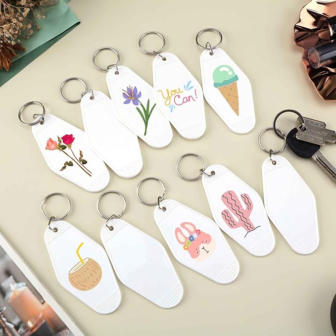 Yoption 20pcs Blank Motel Keychain Bulk
