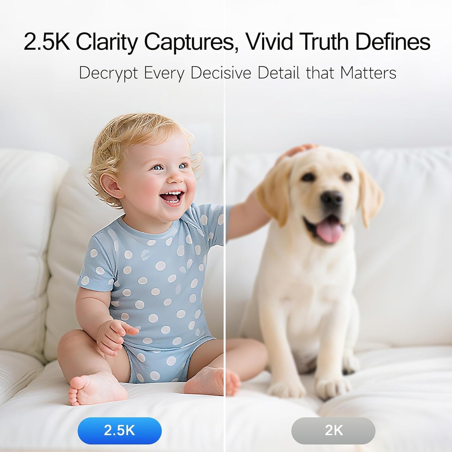 2.5K Indoor Camera 2pack, Non-Subscription AI Person/Pet/Cry Detection, 4MP Pet/Dog/Cat/Baby Camera w/Phone App, Pan Tilt 2.4GHz WiFi Cameras for Home Security, Night Vision, Full Duplex 2-Way Audio