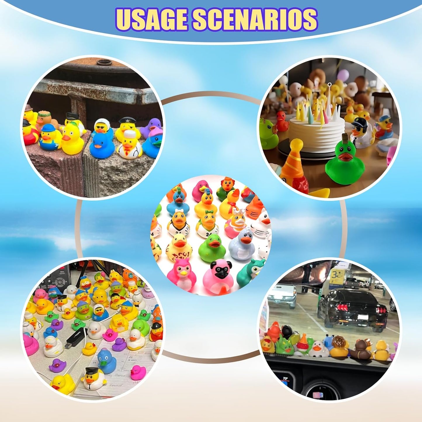 LINICE 100 Pcs Rubber Ducks, Random Assortment Ducks Bulk, Mini Rubber Duckies for Toddler Baby Bath Toys, Kids Bath Pool Toys Birthday Gifts Party Favors