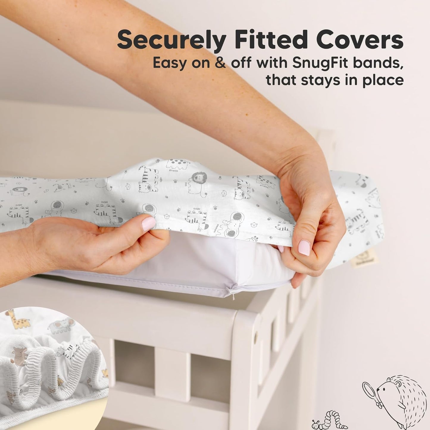 2-Pack Organic Changing Pad Covers for Girl, Boy, Neutral - 100% Cotton Changing Table Pad Cover, Soft Baby Nursery Diaper Changing Pad Sheets,Contour Changing Pads Liners,Change Pad Cover (KeaSafari)