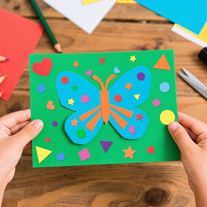 1600Pcs Foam Stickers, 8 Colors Foam Shape Stickers